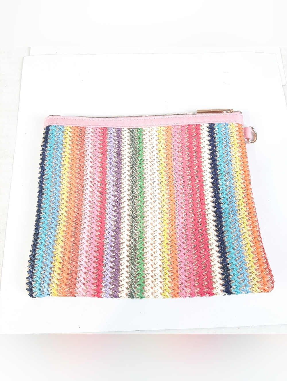 🛍Packed Party Woven Rainbow Everything Cosmetics Makeup Zippered Pouch